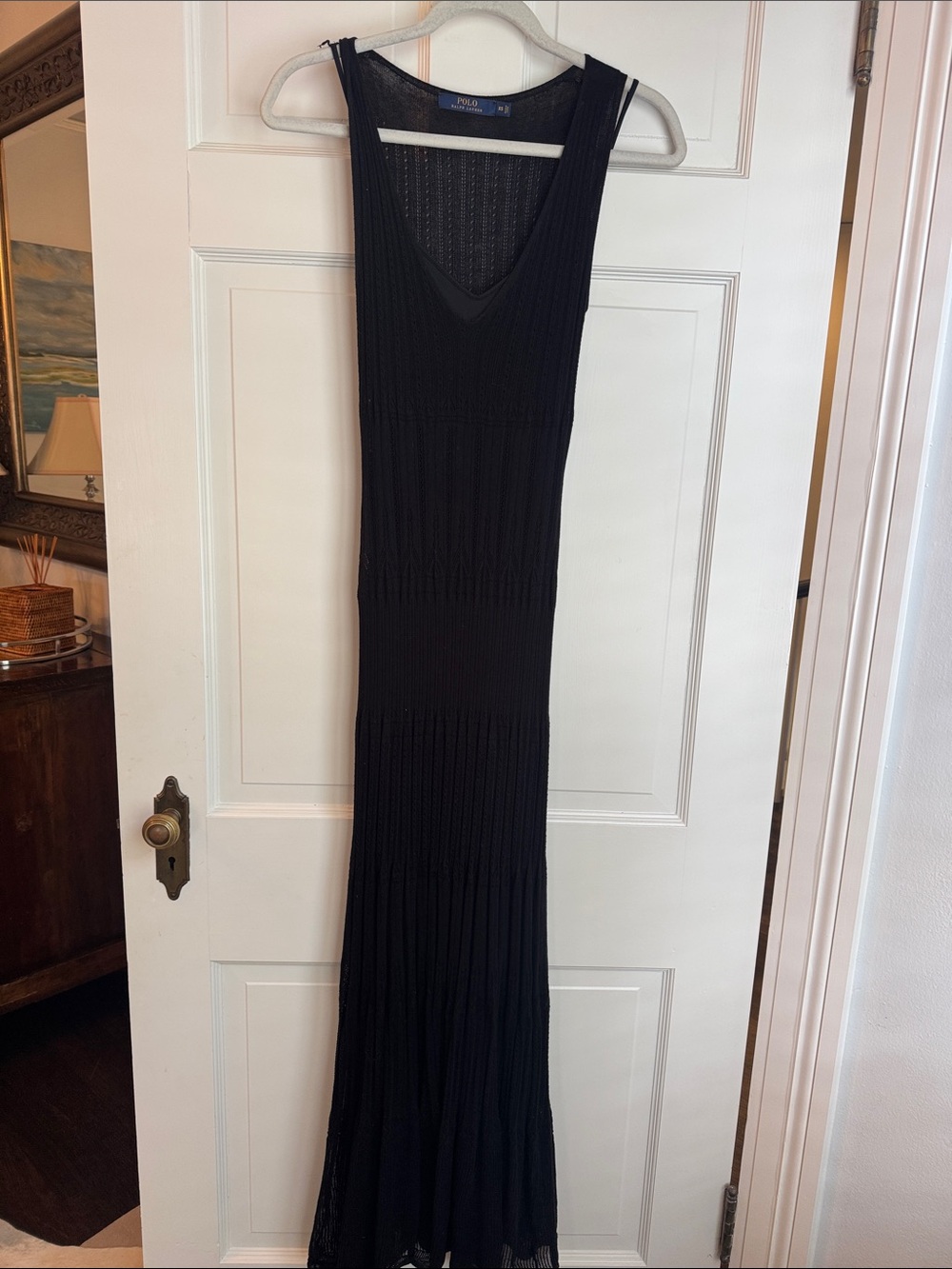 Polo by Ralph Lauren Black Sleeveless V-Neck Knit Maxi Dress